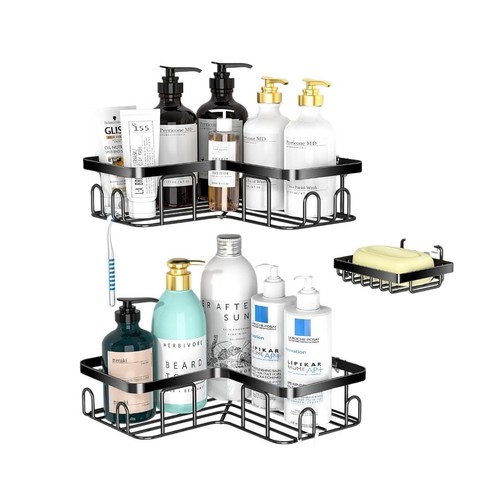 Adhesive Shower Caddy Shelf Organizer No Drilling Rustproof Bathroom Storage