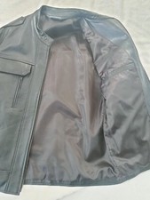 Full Circle Real Heavy Leather Biker Jacket Mens Black Size Large