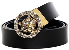 Men's Luxury Gold/Silver Buckle 35-mm Cowhide Leather Belt Top Gift for Birthday