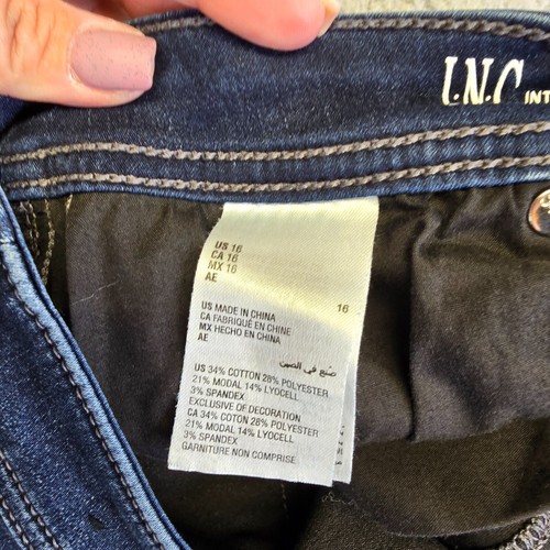 Inc Jeans donna 16 jeans skinny lavaggio scuro vita alta blu denim elasticizzato 34x29 - Foto 9 di 11
