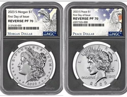 2023-S MORGAN & PEACE DOLLAR  REVERSE PROOF SET FIRST DAY FDI --   NGC PF70  -