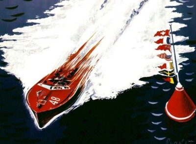 おしゃれ！ヴィンテージ 旅行ポスター 速度競艇1946年 額縁 NB446 s-l400.jpg