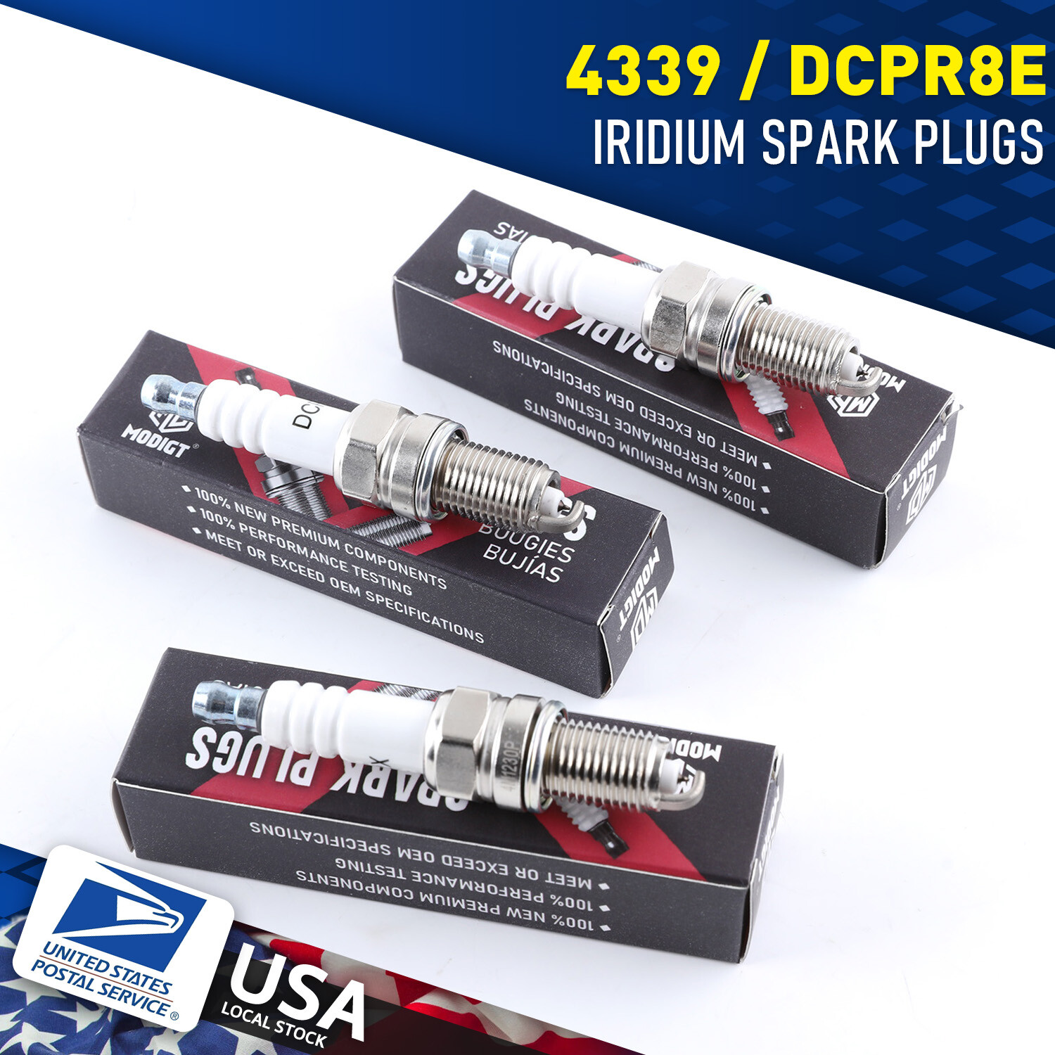 Set of 6 For NGK Genuine 4339 Iridium Spark Plug Standard DCPR8E Removable Tip