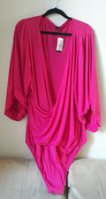 Torrid Pink Peacock Bodysuit Plus Size 5 NEW with tags Fits Size 28 Stretchy