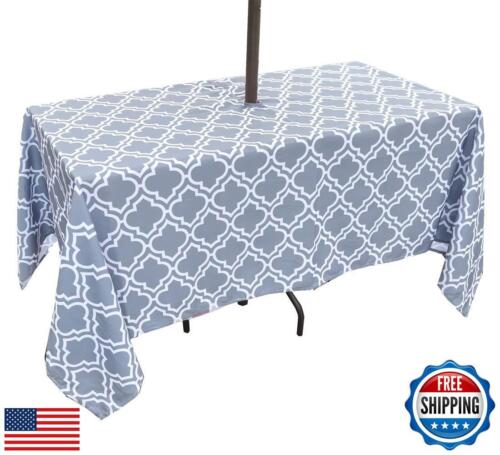 Eternal Beauty 60 x 84” Rectangle Outdoor Tablecloth with Zipper Umbrella Hol