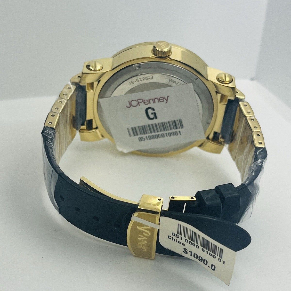 JBW 562 Men Gold Steel Diamond Dial Black Silicone 50mm