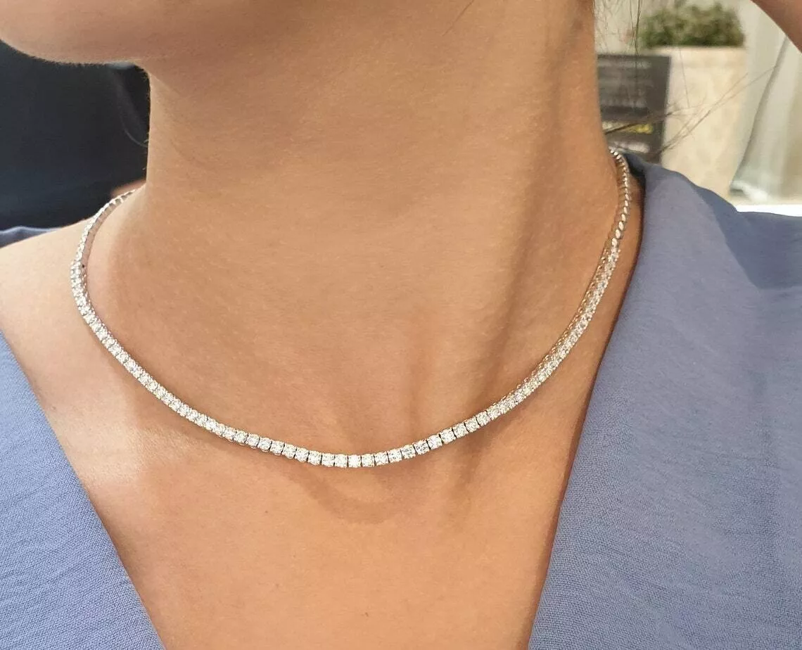 15 ctw Round Lab Grown Diamond Tennis Necklace - Grownbrilliance