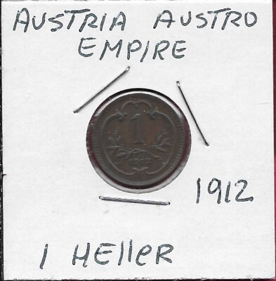 AUSTRIA AUSTRO HUNGARIAN EMPIRE 1 HELLER 1912 RULER:FRANZ JOSEPH I,CROWNED IMPER