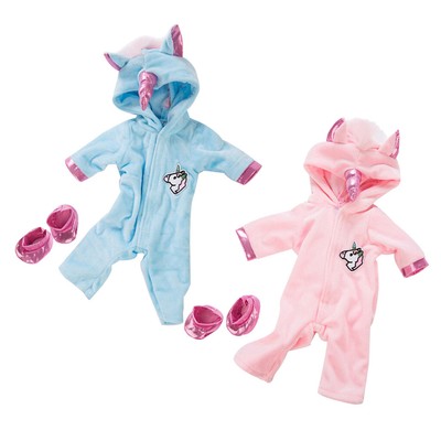 18 45cm Girl Baby Doll Pajamas Matching Shoes Unicorn Clothes