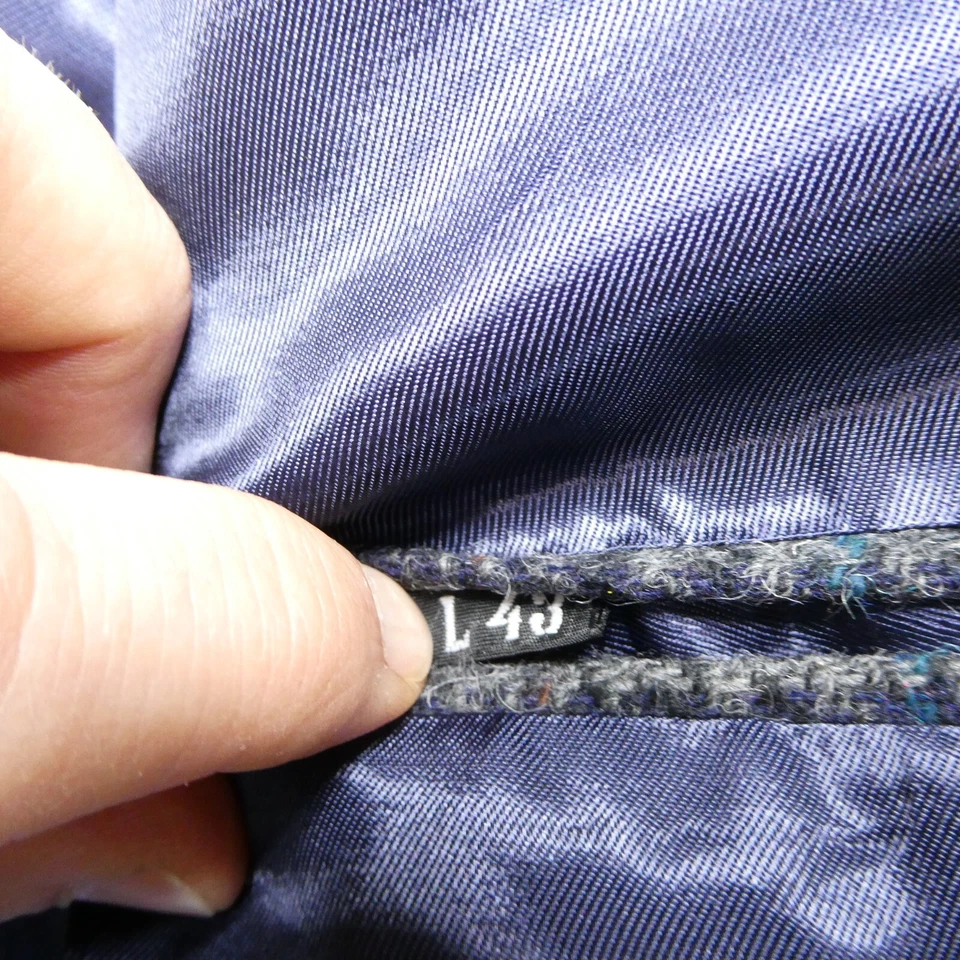 Blazer Traje Chaqueta Vintage Inglés Manor Lana Tweed Talla 43L Azul Gris Cuadros Foto 4 de 4