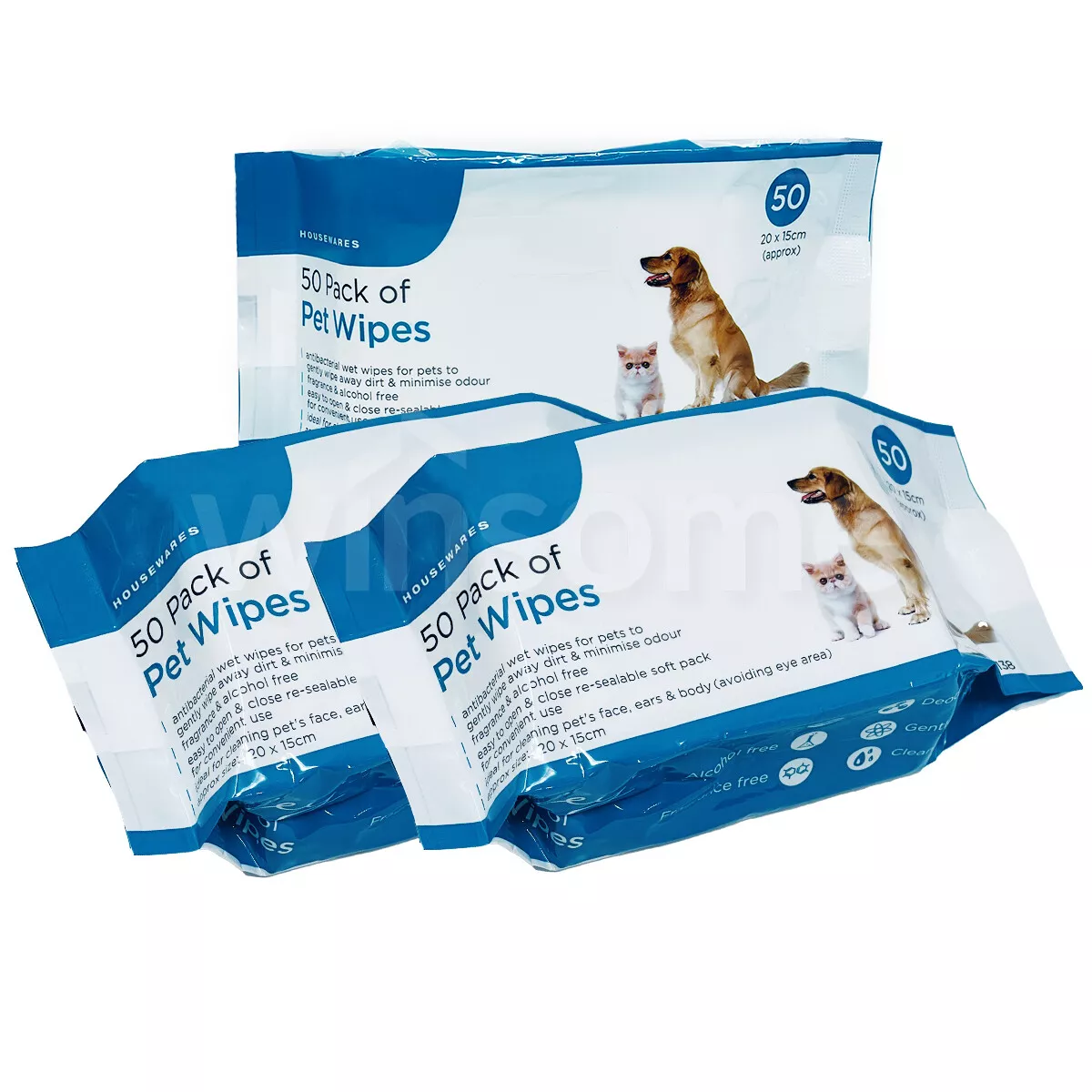 50 100 150 Pet Wipes Wet Cleaning All Purpose Hygiene Dog Puppy Cat Alcohol Free
