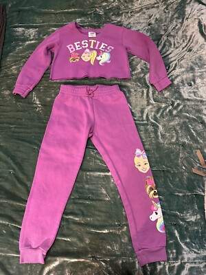 Girls Jojo Siwa Besties Cut Off Sweat Suit Purple Size Medium 7-8