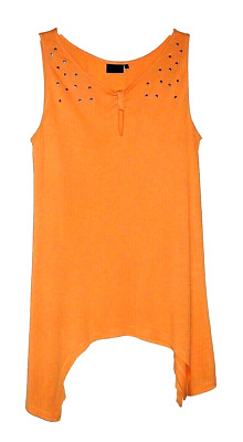 Damen Top ohne Arm breite Träger A-Linie Zipfelig RAINBOW Gr. L orange
