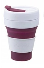 355ml Collapsible Coffee Cup Pop Up Travel Mug With Lid 12oz BPA free Berry 