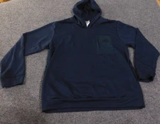 Adidas Hoodie Mens xl blue pullover logo performance stretch retro zip pocket