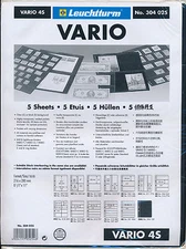 25 LIGHTHOUSE VARIO 4 POCKET BLACK STOCK SHEETS - 5 PACKS OF 5 - DOUBLE SIDED 4S