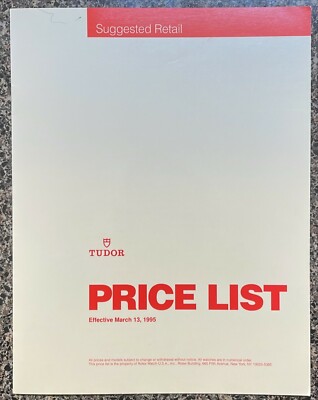 Original Vintage Tudor MSRP Catalog out of Estate!