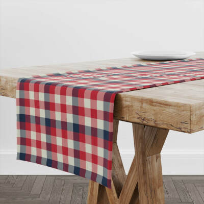 Tischläufer rot kariert | einzigartiges Design Tischdeko | Made in EU