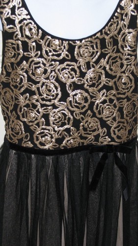 Pink & Violet Girl's 16 Black Gold Sequin Mesh Sleeveless Holiday Dress - Picture 2 of 5