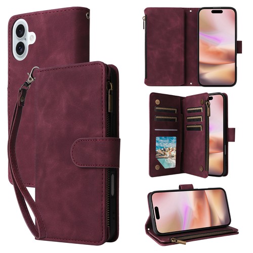 Leather Zipper Card Wallet Strap Case For iPhone 16 15 Pro Max 14 13 12 11 XS 87 - Picture 50 of 74