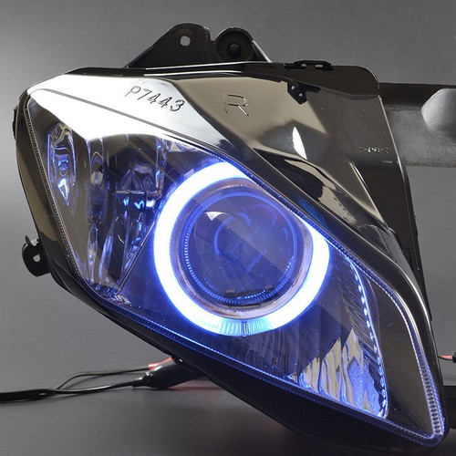 Projector HID Headlight Assembly Blue Angel Eyes Kit For 2006-2007 Yamaha YZF R6 - Picture 6 of 11