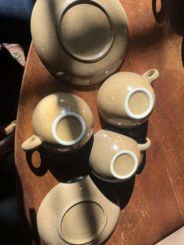 MCM noce moscata 6 oz tazze da tè e piattini Russel Wright Iroquois set di 10 vintage - Foto 8 di 8