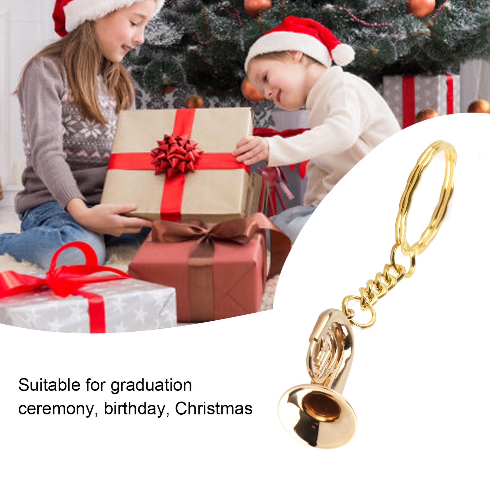 Brass Tuba Key Chain Miniature Golden Musical Instrument Key Chains GDB