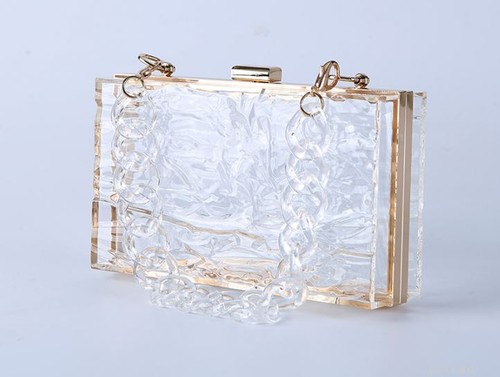 Bolso sin asas transparente de acrílico EVA hielo aplastado para mujer Bolso de mano transparente Cartera para banquete - Imagen 9 de 11