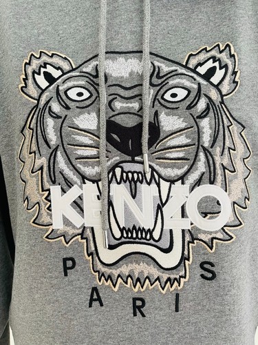 KENZO Womens Grey Embroidered Tiger Hoodie Jumper Sz L / 14-16 BRAND NEW w/ TAGS - Picture 4 of 11