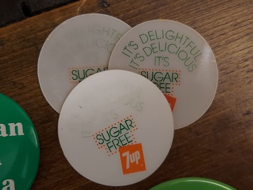 Vintage 7UP Original Advertising Lot Stickers Buttons Pins Uncola Collection - Picture 6 of 8