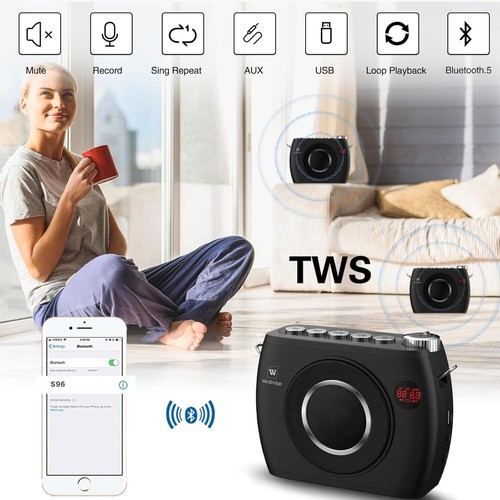 25W Wireless Voice Amplifier with Two Bluetooth Headset Microphones, High Cap... - Picture 3 of 8