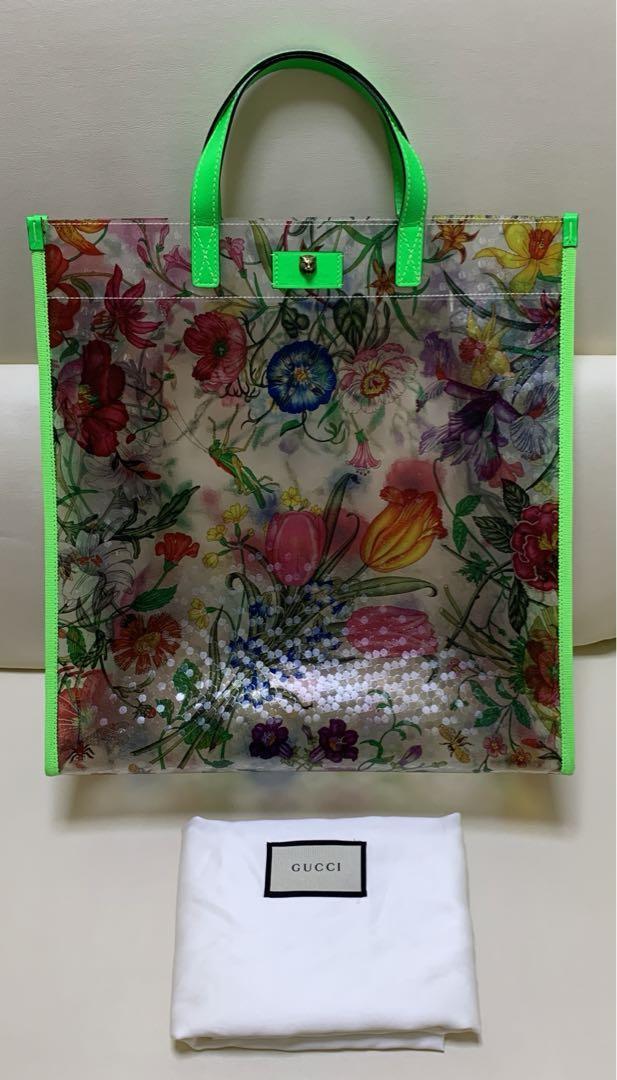 Gucci Vinyl Tote Bag Flora Floral Pattern