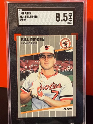 1989 Fleer #616 Bill Ripken Orioles FF Error SGC 8.5 NM-MT+