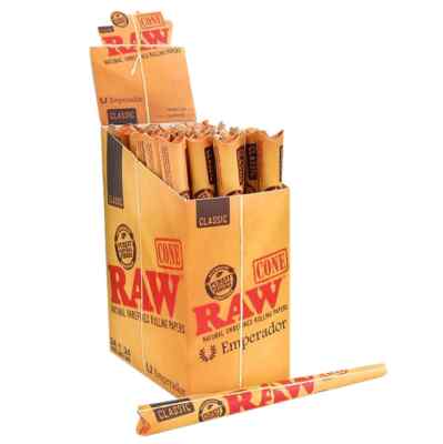 24 X RAW CLASSIC EMPERADOR SIZE PRE-ROLLED CONES 7'' / 18CM SIZE CONE FULL BOX 24