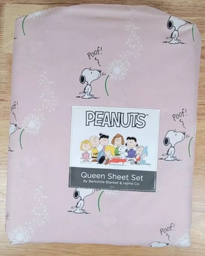 Peanuts Snoopy Dandelion Poof! Make a Wish 4 pc Queen Sheet Set Spring Sheets