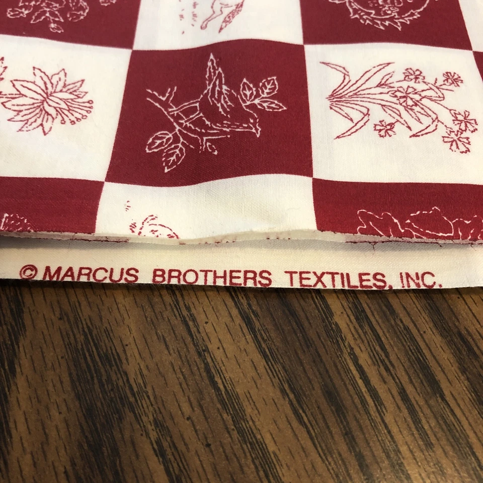 Marcus Red Work Checkered Geisha Fabric Remnant 1.5 Yards - Image 3 of 4