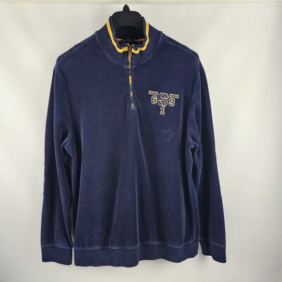 Sean John 1/4 Zip Sweatshirt Mens XXL Navy Velour 90s Hip Hop 