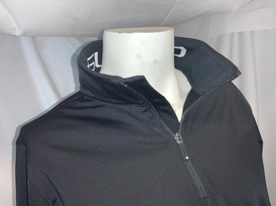 Pulôver de golfe Sligo LayerTech M preto 1/4 zíper poli manga longa novo sem etiquetas YGI C1-232 - Imagem 3 de 4