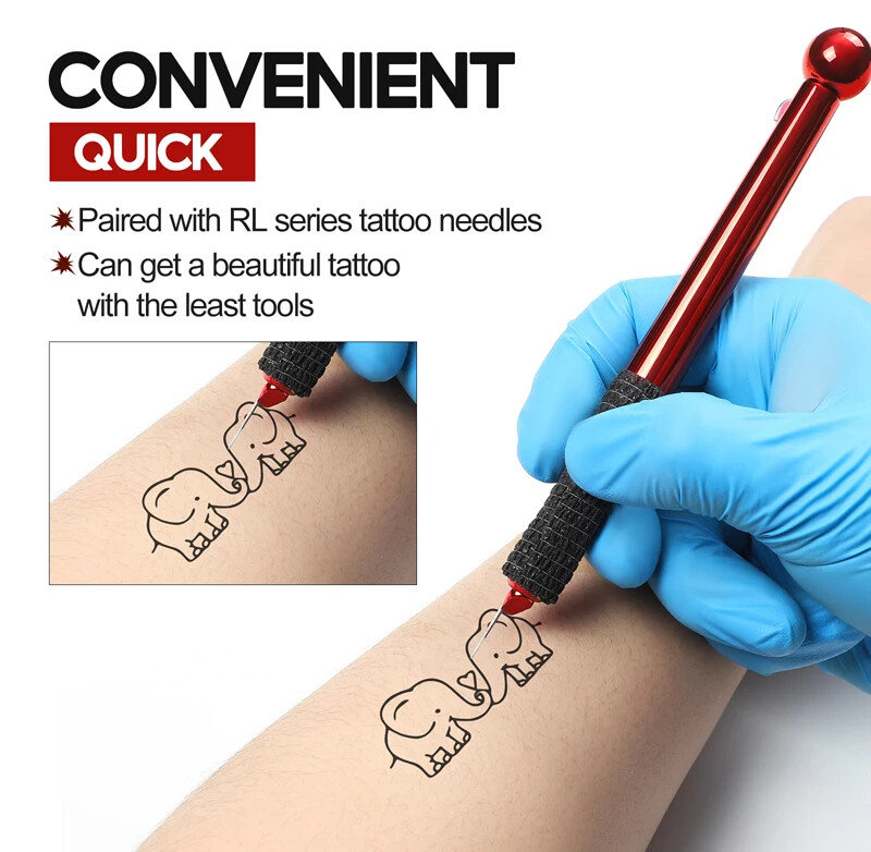 Hand Poke Pen Stick Tool Tattoo Needle Holder Pigment Glover Grommet Bandage Kit