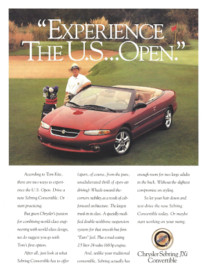 1996 Chrysler Sebring JXi Red Convertible Tom Kite Golf US Open