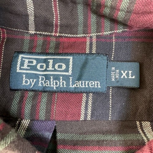 Polo Ralph Lauren Flanellhemd Herren XL dunkelrot grün kariert Pattentaschen L/S - Bild 4 von 8