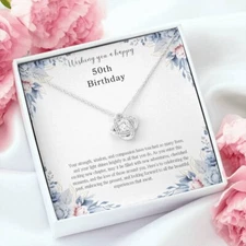 50th 50 Birthday Bday Necklace Gift For Women Silver 14k Gold Jewelry Pendant