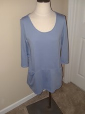 NWT J. Jill Pure Jill Blue 100 Pima Cotton Curved Seam Tunic Top Size M