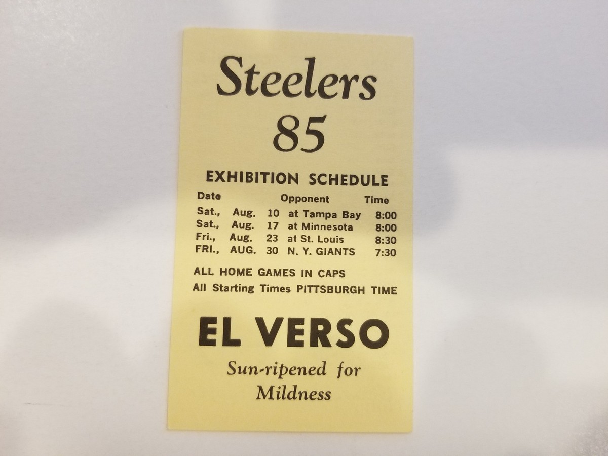 Pittsburgh Steelers 1985 NFL Football Pocket Schedule - El Verso Cigar |  eBay