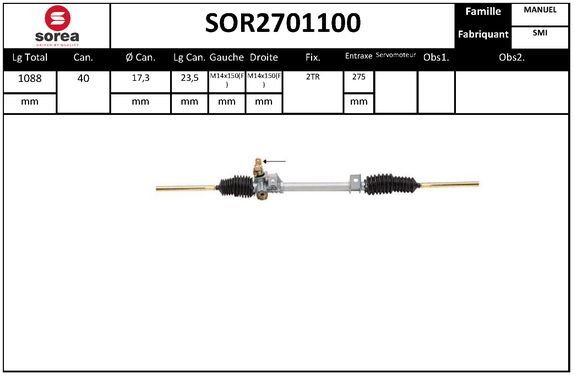 Crémaillère de direction SNRA SOR2701100 pour retrouver le confort en ville