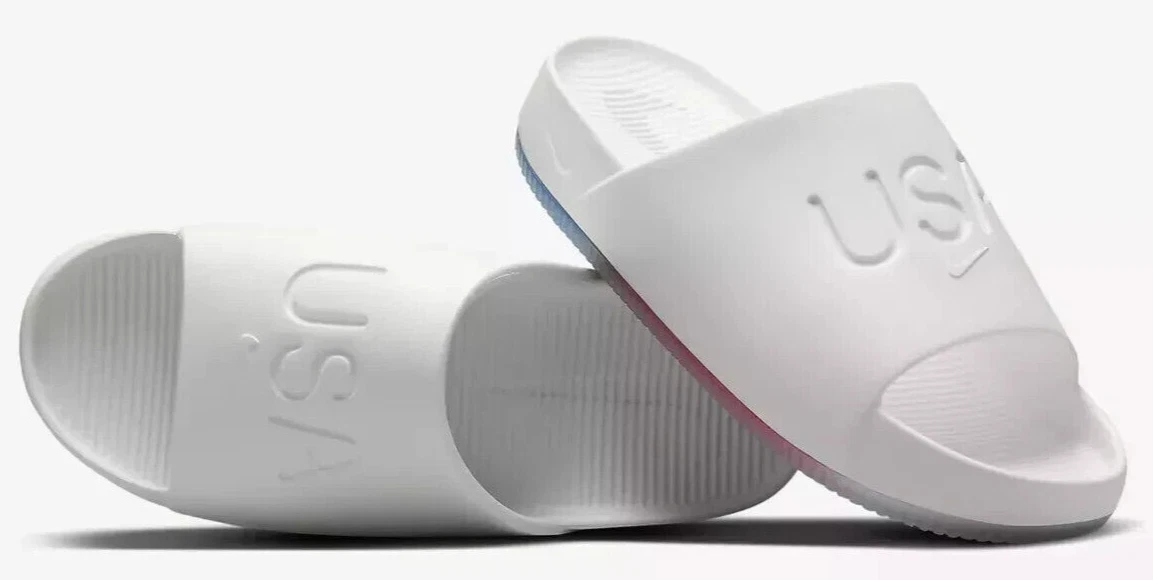 NUOVO Nike FV5601 100 USA Calm Slide Oly bianco scarpe sandalo slip on uomo US 13