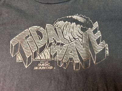 Vintage 90 s Magic Mountain Tidal Wave Mens Sz XL Single Stitch Six Flags Black