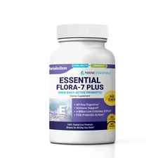 Essential Flora 7 Plus - 700mg Complete Probiotics for Women and Men 1 Bottle