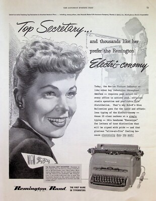 VINTAGE 1950s Print Ad ~ Remington Rand ~ The First Name In Typewriters