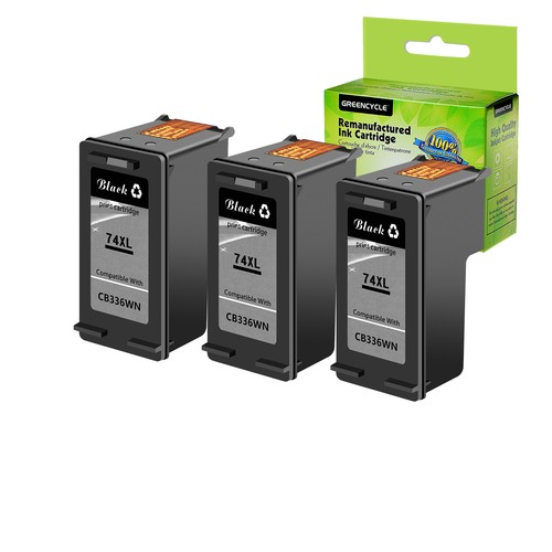 3PK Black 74-XL For HP 74XL Ink 